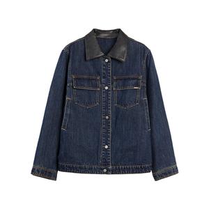 ELLE Джинсовая куртка женская Denim Blue Lapel Moderate Straight Fit