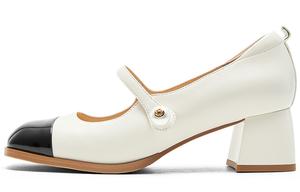 NINE WEST Туфли Мэри Джейн на массивном каблуке для женщин - бежевый, белый, черный, цвет Beige White Black