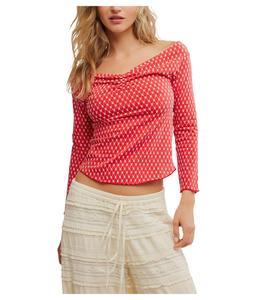 Топ Free People Gia Eyelet Top, Red Combo