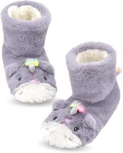Тапочки-носки Panda Bros для женщин, уютные теплые с мягкой подкладкой, домашние ботиночки с противоскользящей подошвой, Gray Unicron