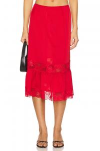 Сатиновая миди-юбка Hideaway от Frankies Bikinis, cherry