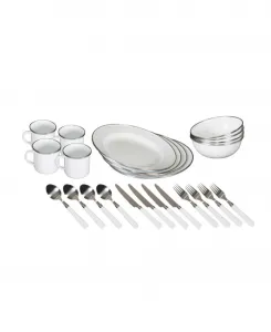 Роскошный набор эмалированной посуды из 24 предметов - белый Stansport