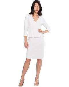 Женское короткое платье с плиссированной баской Adrianna Papell Crepe Peplum, Ivory