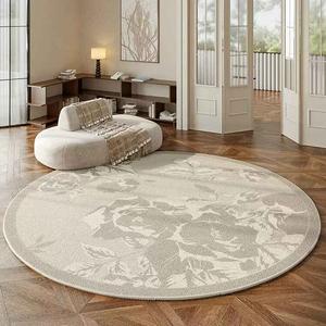 AOVOC Ковер круглый 240 см для гостиной/спальни в кремовом стиле, французский половой коврик