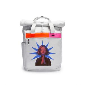 Nike Полиэстеровый граффити рюкзак повседневный унисекс светло-серебристый серый, Prayer