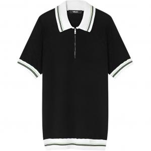 Поло с застежкой-молнией спереди VERSACE, черный