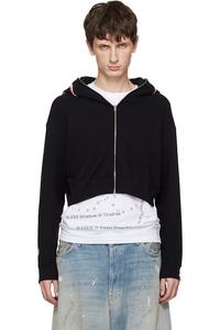 Укороченная толстовка на молнии с принтом акулы Bape, черный