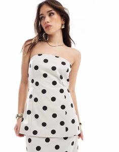 Удлиненный топ-бандо из льняной смеси в кремовый горошек 4Th & Reckless