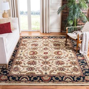 Ковер SAFAVIEH, 252 x 336 см, Classic Collection, Ivory & Navy, ручной работы традиционный восточный из шерсти, идеален для помещений с высокой проходимостью в гостиной, спальне (CL359E)