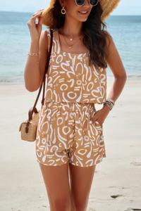 Принтованный комплект без рукавов с квадратным вырезом на резинке TRUEDAMES, хаки