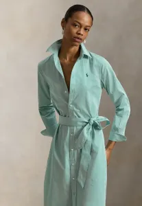 Платье-Рубашка из хлопка в полоску с поясом Polo Ralph Lauren, Green/White