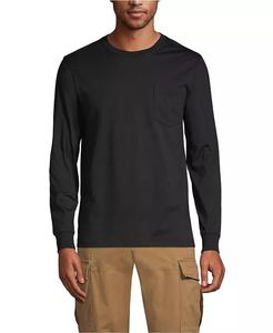 Мужская футболка Super-T с длинным рукавом и карманом Lands' End, черный