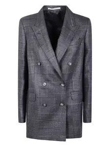 Клетчатый двубортный пиджак TAGLIATORE, черный