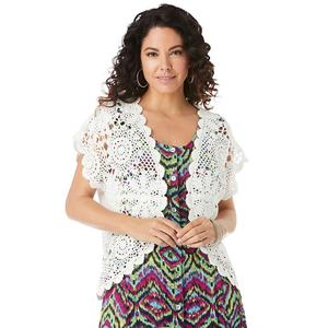 Женский кардиган больших размеров с медальоном Roaman, связанный крючком Roaman's, белый