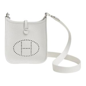 HERMES Кожаная сумка через плечо Evelyne Clemence Bullock мини женская 01 Blanc Pure White