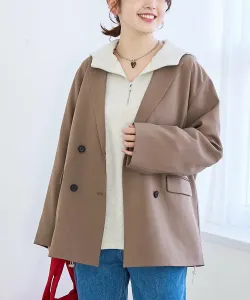 Двубортный пиджак приталенного кроя, напоминающий лён Coen, цвет Moca