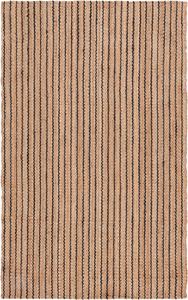 Ковер SAFAVIEH, 92 x 153 см,  Palm Beach Collection, Natural & Black, дизайн в полоску, джут и койр, идеально для гостиной, спальни, столовой (PAB630Z-3)