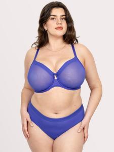 Трусики-Слипы из прозрачной сетки с высоким вырезом Curvy Couture, radiant plum