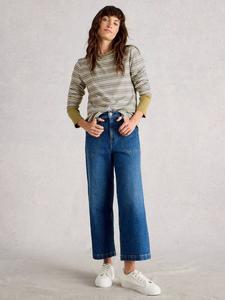 Футболка Clara с круглым вырезом и длинными рукавами из хлопкового материала White Stuff, Natural/Multi