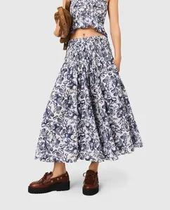 Длинная юбка с принтом Maje, синий