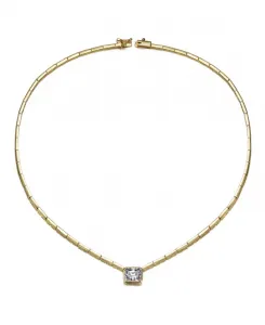 Ожерелье с солитером «восток-запад» из кубического циркония 14 карат с покрытием из золота Rachel Glauber, gold