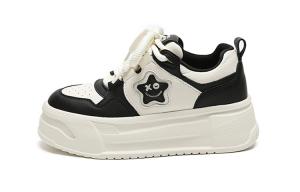 WOOS BOBO Женские низкие скейтбордные кроссовки 6 см бежево-черные, цвет Beige Black