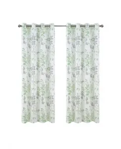Штора Aiden с принтованным текстурированным полотном на люверсах, 100% полиэстер, плотность 140 г/м², размер 137 x 229 см Olivia Gray, зеленый