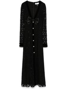 Кружевное платье миди с кристаллами NISSA, черный