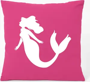 Подушка для дивана Huuraa с силуэтом русалки, подарочная, 40x40 см, с хлопковым наполнителем цвета фуксии, сувенир с русалкой Hellweg Druckerei