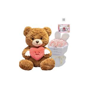 Милый плюшевый мишка ангел с объятиями, 25см/30см высота PUDOWRABBIT, розовый