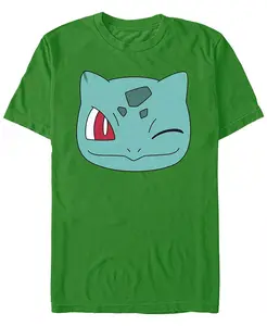 Мужская футболка с коротким рукавом Pokemon Bulbasaur Face Fifth Sun, зеленый