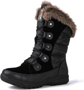 Женские зимние сапоги GLOBALWIN, средняя голень, теплые модные ботинки, комфортные шнурованные водонепроницаемые утепленные противоскользящие уличные ботинки для женщин, 1817 Black4