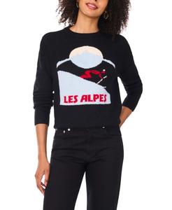 Женский свитер с круглым вырезом и длинными рукавами с рисунком Les Alps Vince Camuto, Rich Black