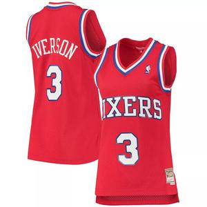 Женская майка Mitchell & Ness Allen Iverson Red Philadelphia 76ers 2002-03 Hardwood Classics Swingman