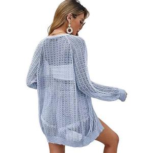 Летний кардиган женский легкий с длинным рукавом однотонный мягкий дышащий Clearflower, Sky Blue