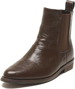 Женские кожаные ботильоны Челси с острым носком, модные с широким низким каблуком, эластичные, легко надеваются, осенние нарядные ботильоны ZUYIYIA, Brown