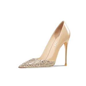 Туфли-лодочки на шпильке Женские Gold Suyymakk Пэчворк с золотыми пайетками