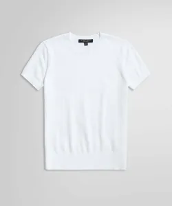 Свитер с короткими рукавами и круглым вырезом из хлопка Supima