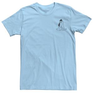 Простая мужская футболка Disney's Winnie The Pooh Eeyore с левой стороны груди Licensed Character, цвет Light Blue