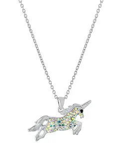Подвеска в виде единорога с кристаллами, цепочка-удлинитель 16+2 дюйма, посеребренная Macy'S, silver