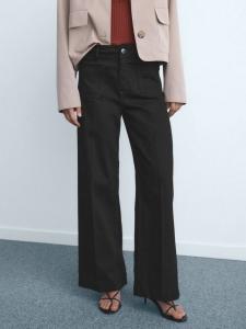 Джинсы джесси с накладными карманами и широкими штанинами Mango, Open Grey