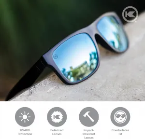 Поляризованные солнцезащитные очки Knockaround Torrey Pines для мужчин и женщин - защита от УФ-излучения UV400, Black / Sky Blue