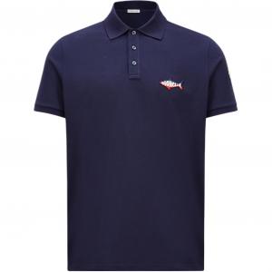 Поло Shark Patch Piquet Moncler, синий