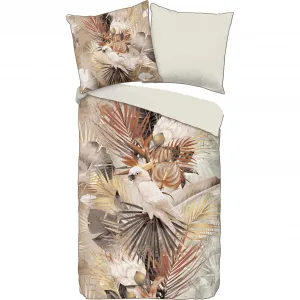 Двустороннее постельное белье Descanso «Пиппа», хлопок, мако-сатин, 135х200, окантовка, молния, двусторонняя, песочный