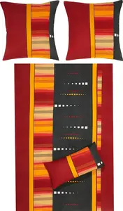 Постельное белье красно-желто-антрацит 1x 200x200 см + 2x 40x80 см Erwin Müller