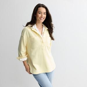 Женский пуловер с воротником из френч терри Sonoma Goods For Life, Butter Yellow