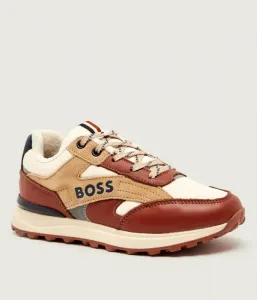 Кожаные кроссовки Boss Kidswear, коричневый