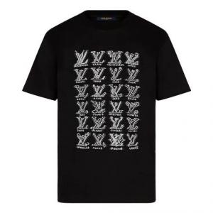 Футболка Men's LOUIS VUITTON Logo Printing Round Neck Short Sleeve Black, черный