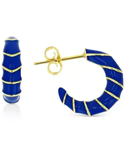 Серьги-Кольца с эмалью из стерлингового серебра или 14-каратного золота поверх стерлингового серебра, 0,63 дюйма Macy'S, blue/gold