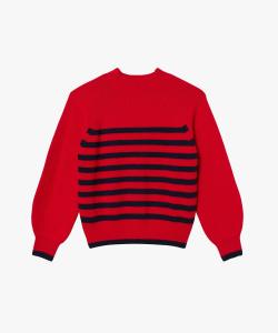 Вязаный свитер с воротником-стойкой из шерстяной смеси в полоску